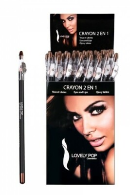Bleistift 2 in 1 Augen und Lippen mit Bleistiftspitzer Lovely Pop Schokolade