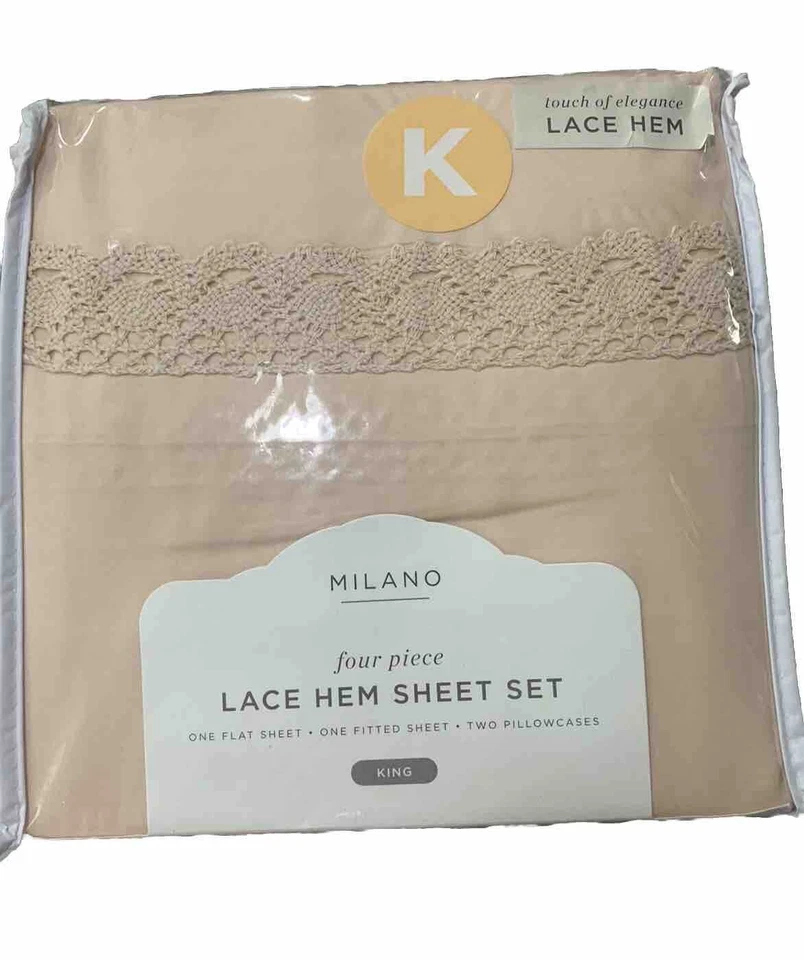 Milano 四件套蕾丝下摆床单套装。 国王尺寸 — 第 2/4 张图片
