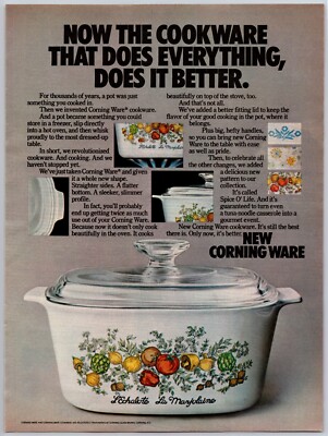 1973 PRINT AD Corning Ware Spice O'Life Freezer Oven Table Casserole Cookware
