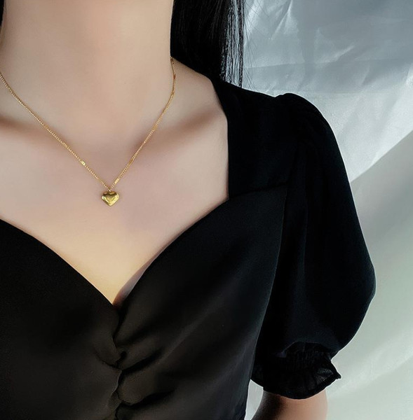 Alternate view of Fashion Woman 18k Gold Plated Heart Charm Love Chain Necklace