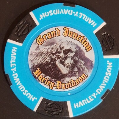 GRAND JUNCTION HD ~ COLORADO (Biker Blue Full Color) Harley Davidson Poker Chip