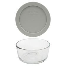 Pyrex 7200 2-Cup Glass Food Storage Bowl w/ 7200-PC 2-Cup Jet Gray Lid Cover
