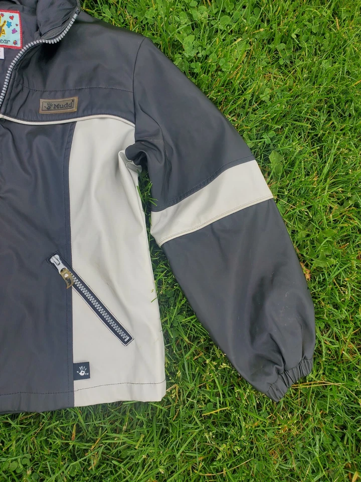 Винтажный грязи верхняя одежда девочек дождевик куртка размер 7/8 черный и серый Y2k - Изображение 4 из 4