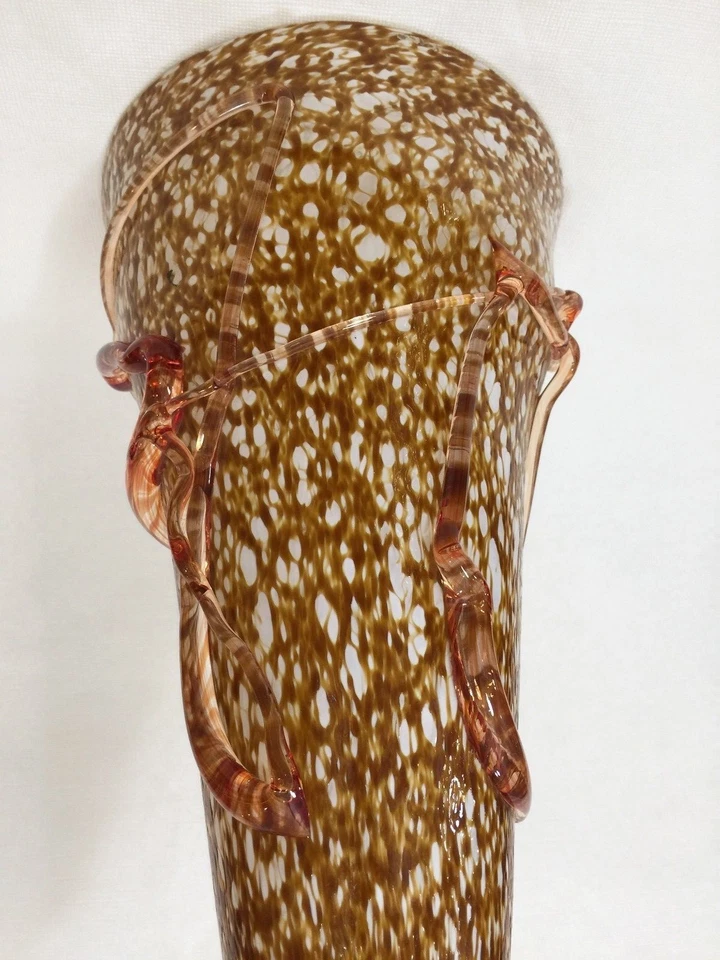 Murano Bavai Conicity Art Glass Brown Amber Pendant Light Shade 16 1/2" T x 8" D - Image 3 of 4