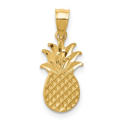 Avariah massiver 14K Gelbgold gebürstet & diamantgeschliffener Ananasanhänger