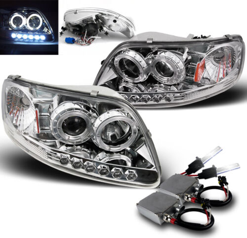 1997-2003 F-150/1997-2002 EXPEDITION HALO DRL LED PROJECTOR HEADLIGHTS+8000K HID
