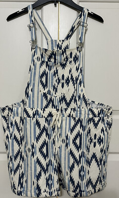 NWT Cato size 18 20 ivory blue aztek short overalls womens