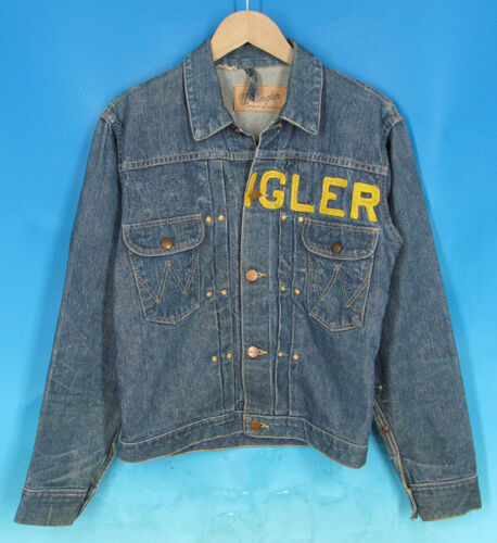 Wrangler 11MJ Denim Champion Jacket Jeans Shirts Logo KHJ4851 Vintage 50's  - Afbeelding 1 van 5