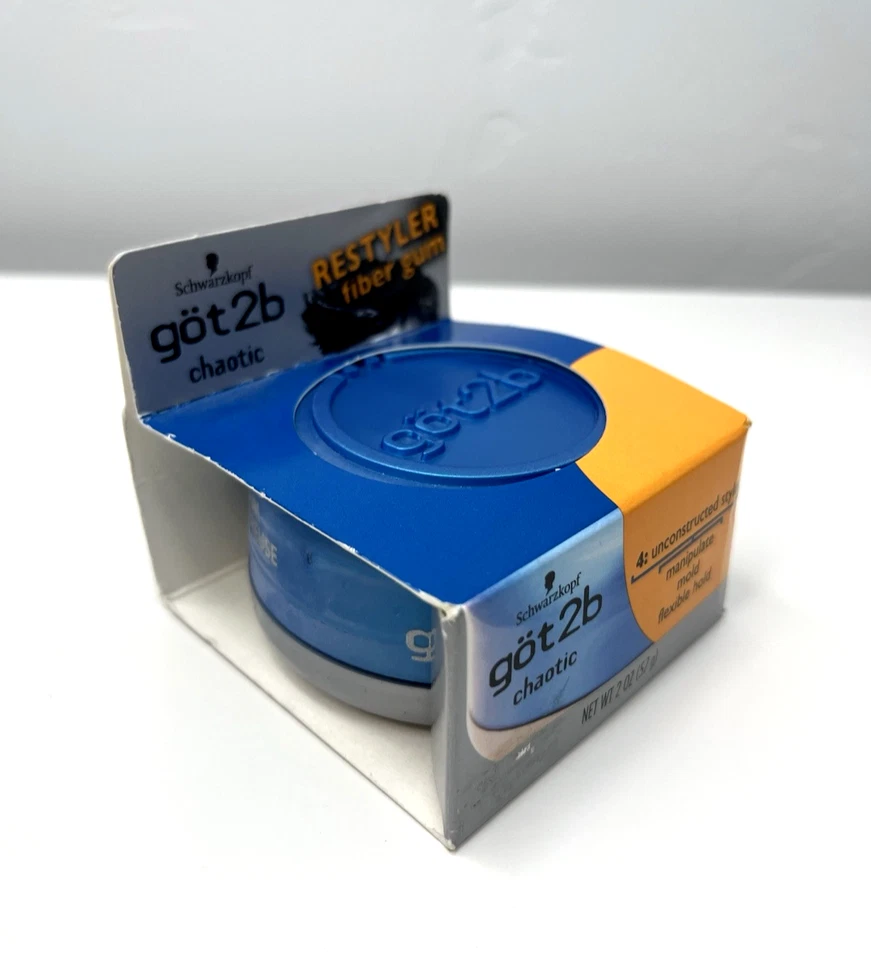 Goma de fibra Schwarzkoft Got2B RESTYLER CHAOTIC 2 oz. Suporte flexível RARO HTF novo - Imagem 3 de 4