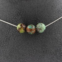 Steine Und MinéRaux. Halskette 3 Perlen Chrysocolla Aus Namibia QualitäT 7A