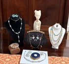 Beautiful Antique Vintage Costume Jewelry Lot Rhinestones Powder Case Purse