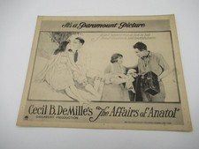 Original 1921 THE AFFAIRS OF ANATOL Wallace Reid Gloria Swanson Title Lobby Card
