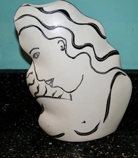 Pottery Vase Abstract NUDE WOMAN SCULPTURE Signed DONNA POLSENO 12 1/2"