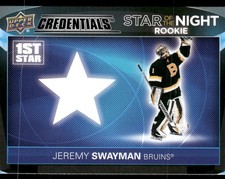 2021-22 UD Credentials #1SR-5 Jeremy Swayman Star of the Night: 1st Star Rookies
