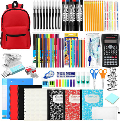 81 Pcs School Supply Kit with Backpack Back to School Supplies Bundle Bulk Schoo