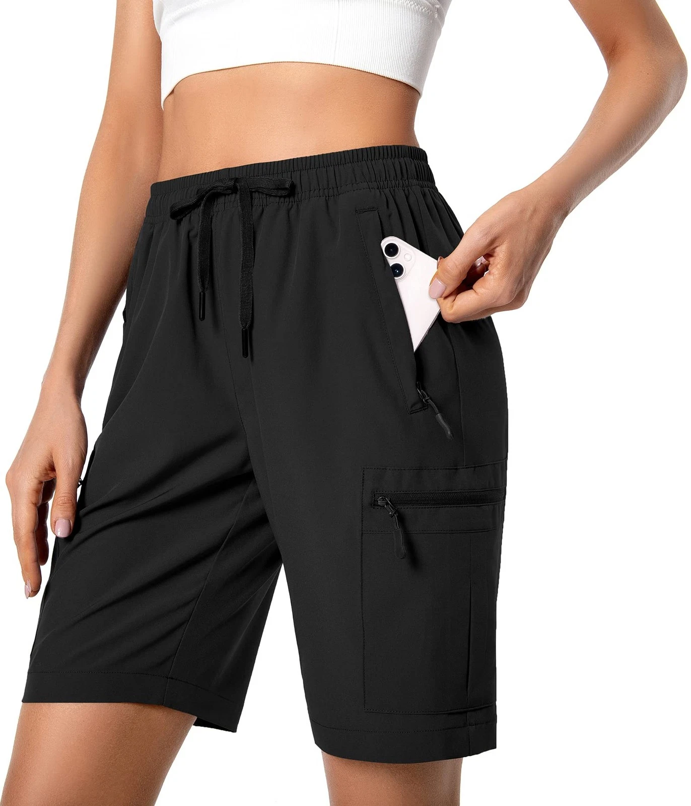 Hugut Women's Lightweight Hiking Cargo Shorts Quick Dry Athletic Shorts Camping