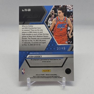 2023-24 Panini Mosaic Autographs Fast Break Josh Giddey #FB-GID 20 