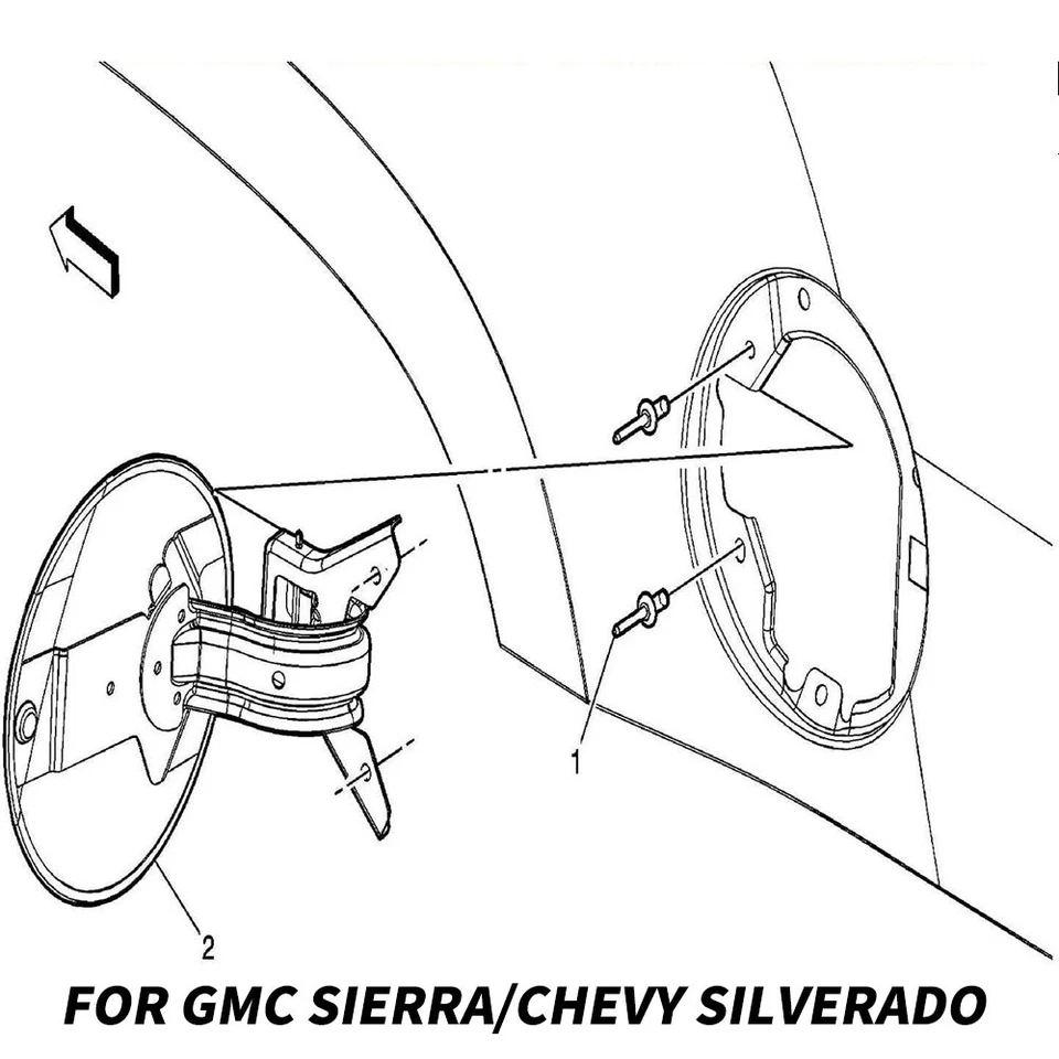 Tapa de llenado de combustible cubierta de puerta del tanque de gasolina para Chevrolet Silverado 1500 1999-2006 Foto 3 de 4