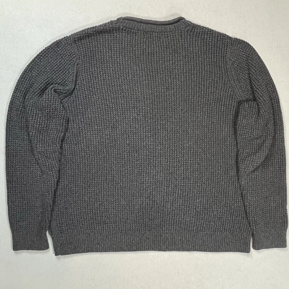 Suéter LL Bean Para Hombre Gris Algodón Orgánico Waffle XL Cuello Redondo Jersey Tejido Redondo Foto 3 de 4