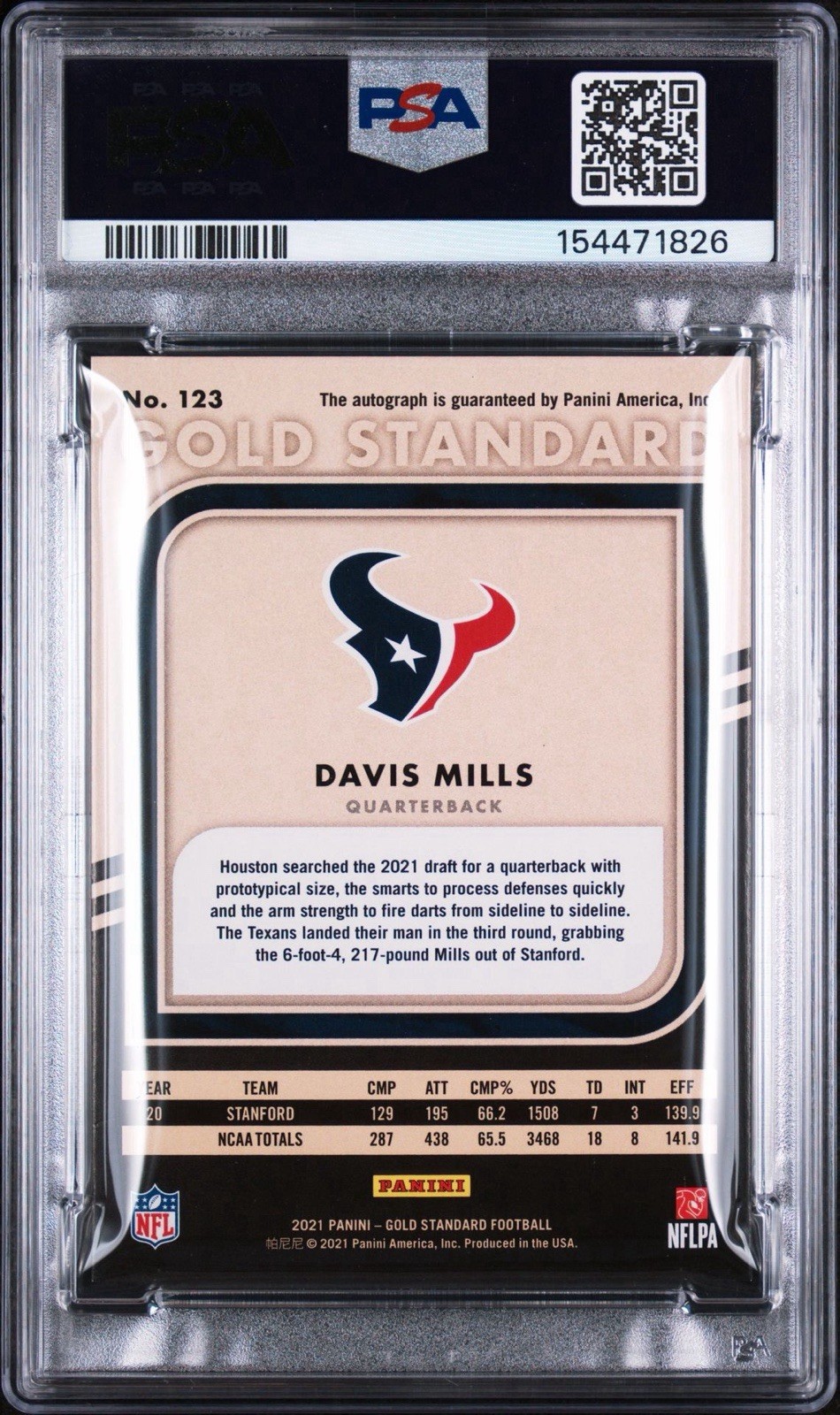 2021 PSA 9 Davis Mills Gold Standard 1/1 Black RC Auto! TRUE 1/1! 24hr Auction! view 2