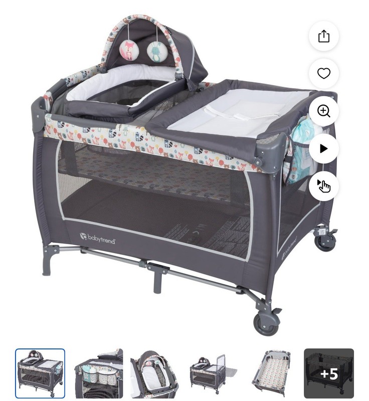Baby Trend Lil Snooze Deluxe II Nursery Center Playard – Full-Size Bassinet,