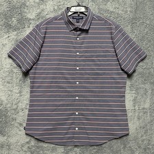 Mizzen Main Leeward Shirt Mens XL Trim Fit Blue-gray Striped Performance Stretch