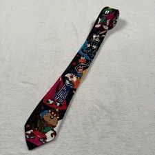 Vintage Looney Tunes Neck Tie 1993 Daffy Bugs Taz Sylvester Marvin Martian