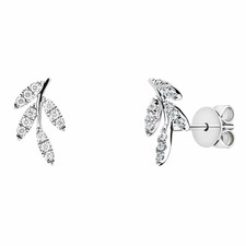 0.15Ctw round Brilliant Cut Diamond Earrings, 18Ct White Gold