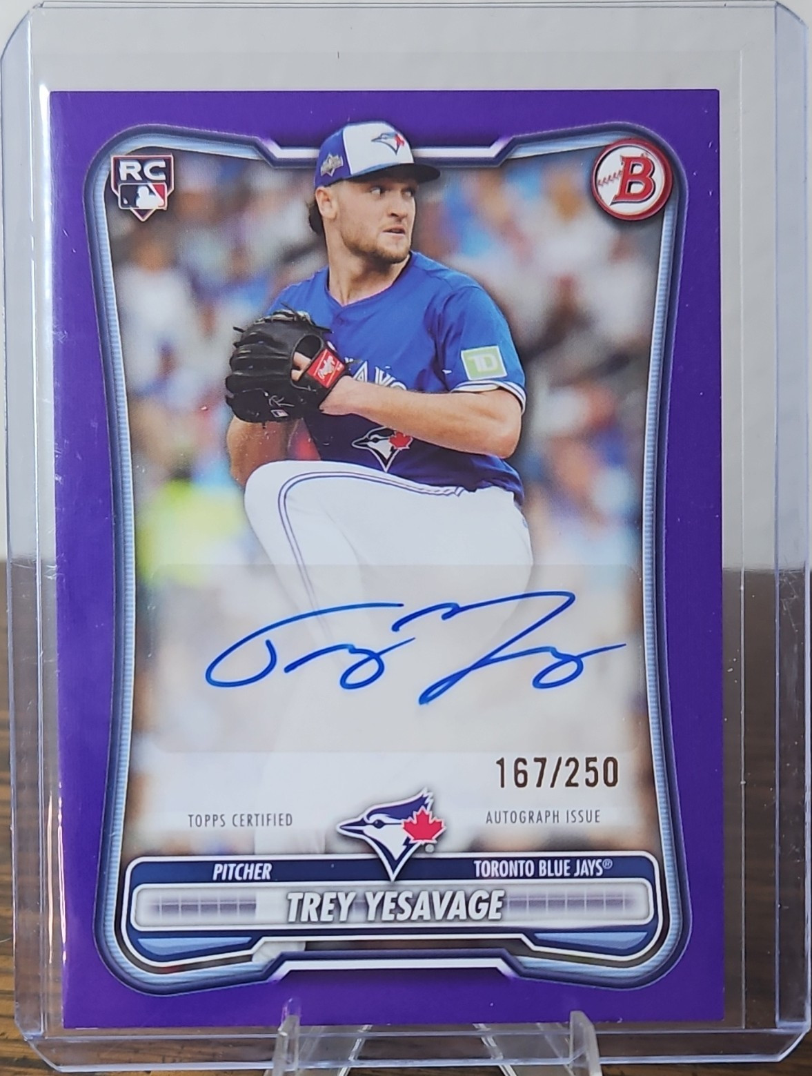 2026 Bowman Trey Yesavage Blue Jays Chrome Auto CPA-TY Purple /250