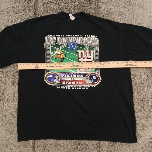 XL 2001 New York Giants Vikings NFL Vintage T-Shirt Black Playoffs Y2K Vintage - Picture 4 of 8