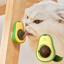 Rotatable Catnip Ball Toy Wall Stick On Cat Teeth Cleaning Scratch Aid Natural X