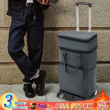 Foldable 5-Wheel Grocery Cart with Telescopic Handle  Waterproof Bag - Gray