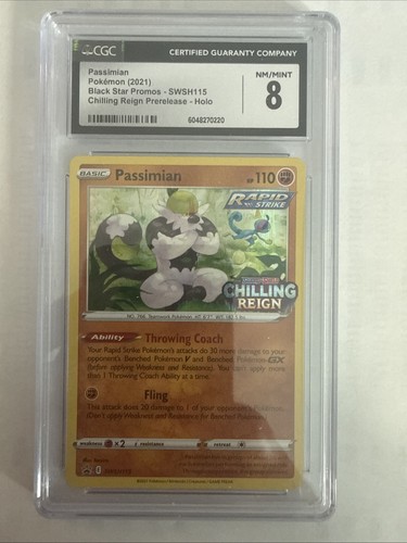 Pokemon TCG Passimian Pre-release Promo SWSH115 Chilling Reign CGC 8