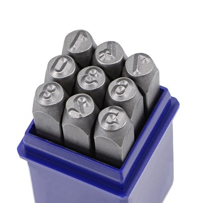 Zahl Metall Stempel Set, 3/16'' 5 mm, Digital 0 bis 9, Holz Leder Stahl Stanzwerkzeug