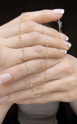 9inch Real 10k Yellow Gold Mirror Link Ankle Bracelet