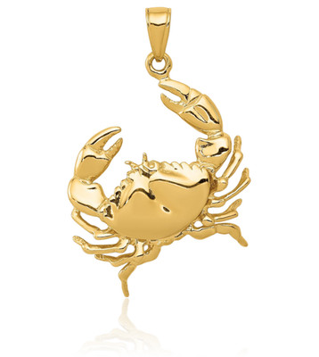 10K massiver Gelbgold großer Stein Krabbe Kralle Anhänger Halskette 31mm 1-1/4 Zoll