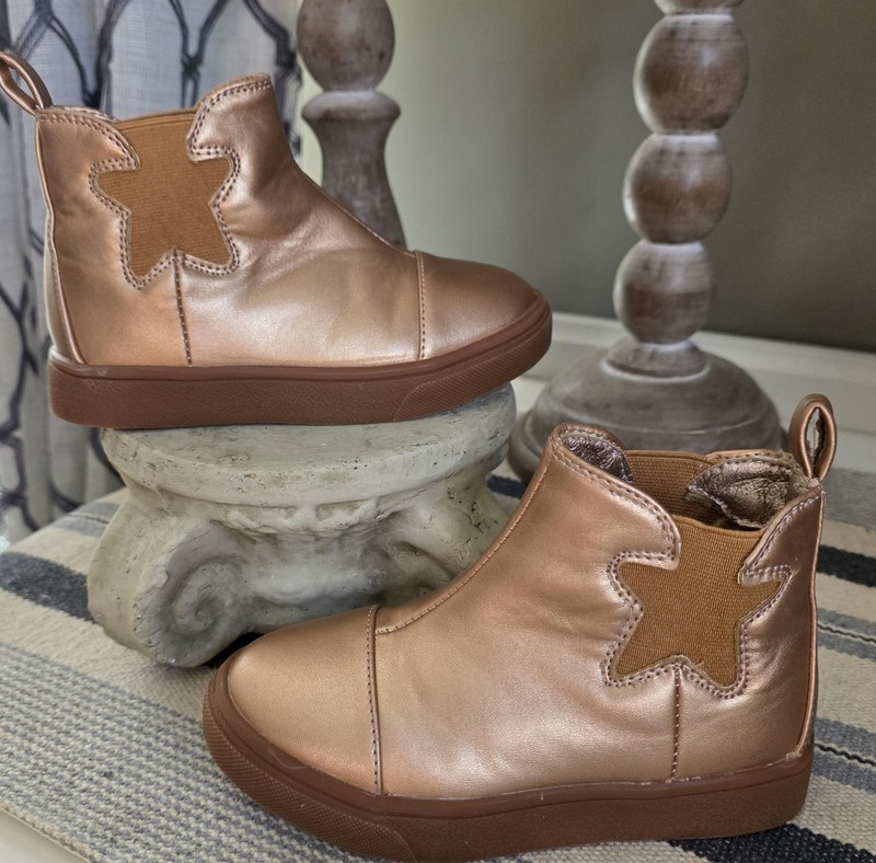 Toddler Girls Rose Gold/ Bronze Nichole Marie Booties Size 9 New