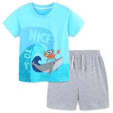 Toddler Boy's Summer Clothes Cotton T-Shirt And Short Clothing Set Outfits Li...