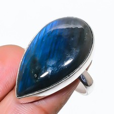 Labradorite Gemstone Handmade 925 Sterling Silver Jewelry Ring Size 8 o362