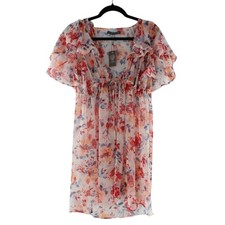 Vince Camuto Floral Ruffle Shoulder Topper Open Kimono Cover-Up K256