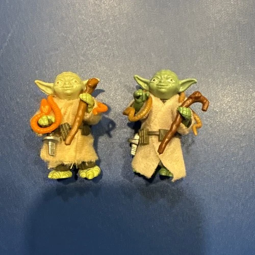 Vintage Yoda Action Figures Both Brown Snake Orange Snake