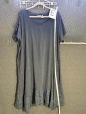 Logo Black Eyelet Hem Dress Size 4XL