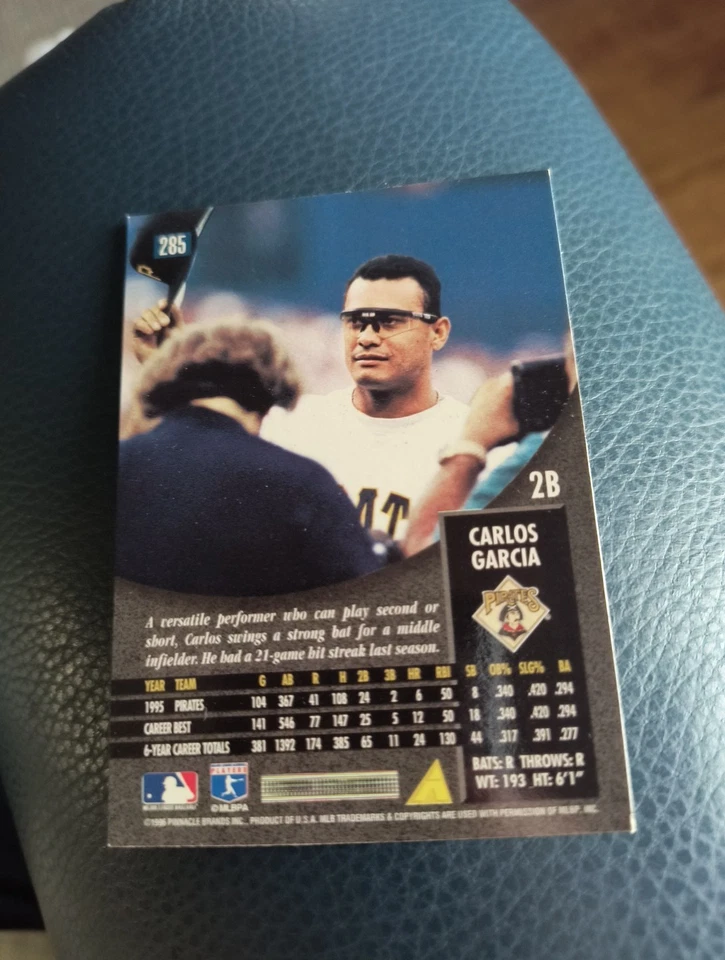 CARLOS GARCIA 1996 PINNACLE #285 FREE SHIPPING - Image 2 of 2