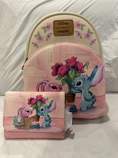 Loungefly Disney Stitch Angel Laundry Day Mini Backpack NWT Matching Wallet