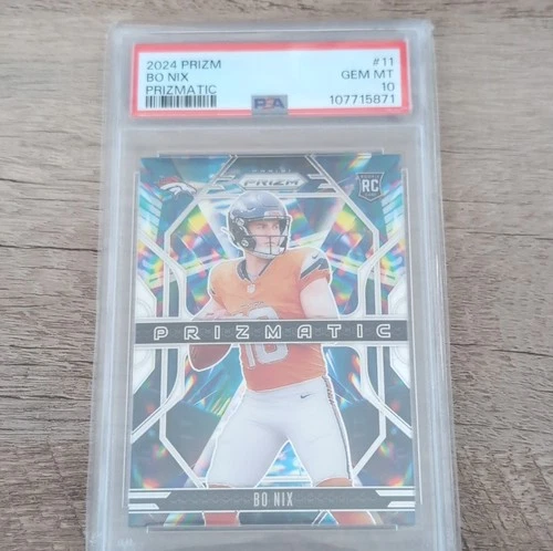2024 Panini Prizm Prizmatic Bo Nix #11 PSA 10 Rookie Denver Broncos NFL