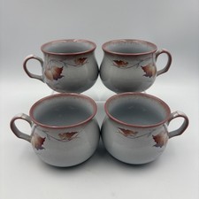Denby Twilight Cups x 4 Tea Coffee Stoneware Floral Ceramic Made in England