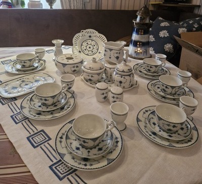 Wunderschönes F. Kramer Teeservice  28 Teilig Blau/Weiß ähnlich Kopenhagen