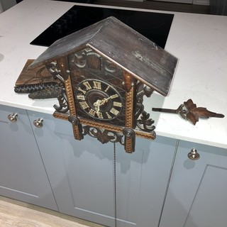Antique Cuckoo Clock For Restoration Black Forest Rare Pine Cones