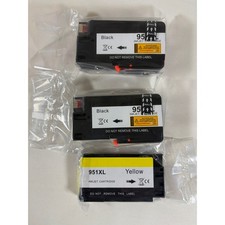 New HP 950XL 951XL Compatible Ink Cartridges Lot of 3 High Yield Black Yellow