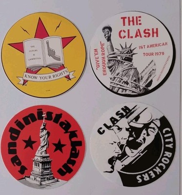 THE CLASH * 4 SICKER SET * 10 cm  HARD RO FIND PUNKROCK RAR AUFKLEBER